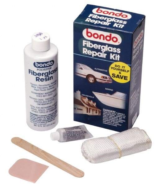 3M - 7 Piece Fiberglass Repair Kit - 8 oz Fiberglass Resin, .2 oz Liquid Hardener Plastic Spreader, 3 Sq Ft Fiberglass Cloth, Mixing Stick, Mixing Tray, Instructions Booklet - A1 Tooling