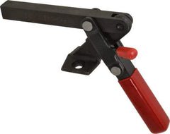 De-Sta-Co - 1,000 Lb Holding Capacity, Vertical Handle, Manual Hold Down Toggle Clamp - 65° Handle Movement, 195° Bar Opening, Solid Bar, Flanged Base, Electro-Plated Zinc, Carbon Steel - A1 Tooling