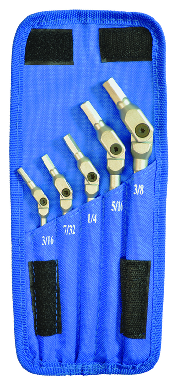 5 Piece - 3/16 - 3/8" - Chrome HexPro Pivot Head Hex Wrench Set - A1 Tooling