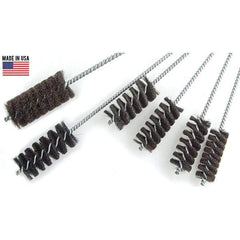 Brush Research Mfg. - 3" Diam Helical Natural Bristle Tube Brush - Single Spiral, 0.012" Filament Diam, 4" Brush Length, 18" OAL, 0.292" Diam Galvanized Steel Shank - A1 Tooling