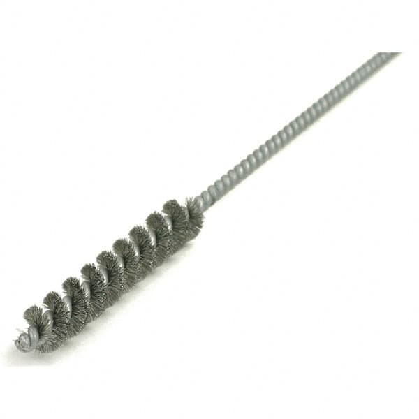 Brush Research Mfg. - 1/2" Diam Helical Steel Tube Brush - Single Spiral, 0.006" Filament Diam, 2-1/2" Brush Length, 12" OAL, 0.168" Diam Galvanized Steel Shank - A1 Tooling