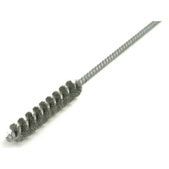 Brush Research Mfg. - 7/16" Diam Helical Steel Tube Brush - Single Spiral, 0.006" Filament Diam, 2-1/2" Brush Length, 12" OAL, 0.168" Diam Galvanized Steel Shank - A1 Tooling