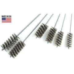 Brush Research Mfg. - 3" Diam Helical Steel Tube Brush - Single Spiral, 0.012" Filament Diam, 4" Brush Length, 18" OAL, 0.292" Diam Galvanized Steel Shank - A1 Tooling