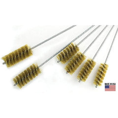 Brush Research Mfg. - 3" Diam Helical Brass Tube Brush - Single Spiral, 0.012" Filament Diam, 4" Brush Length, 18" OAL, 0.292" Diam Galvanized Steel Shank - A1 Tooling