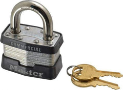 Master Lock - 15/16" Shackle Clearance, Keyed Alike Maximum Security Padlock - 5/16" Shackle Diam, Laminated Steel - A1 Tooling