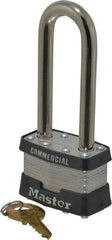 Master Lock - 2-1/2" Shackle Clearance, Keyed Alike Maximum Security Padlock - 5/16" Shackle Diam, Laminated Steel - A1 Tooling