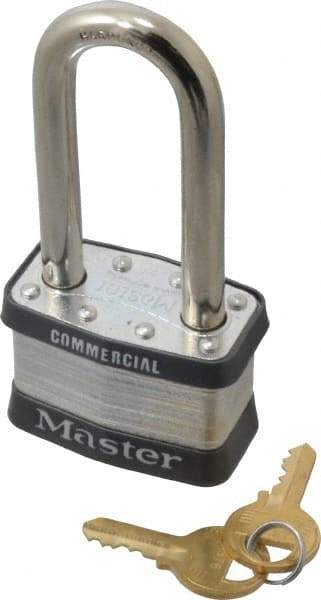 Master Lock - 2-1/2" Shackle Clearance, Keyed Alike Maximum Security Padlock - 3/8" Shackle Diam, Laminated Steel - A1 Tooling