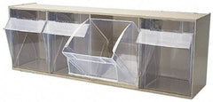 Quantum Storage - 23-5/8" Wide x 8-1/8" High x 6-5/8" Deep, Small Parts Tip Out Stacking Bin Organizer - Polystyrene Frame, 4 Compartments, 5-5/8" Wide x 7-1/2" High x 5" Deep Bin - A1 Tooling