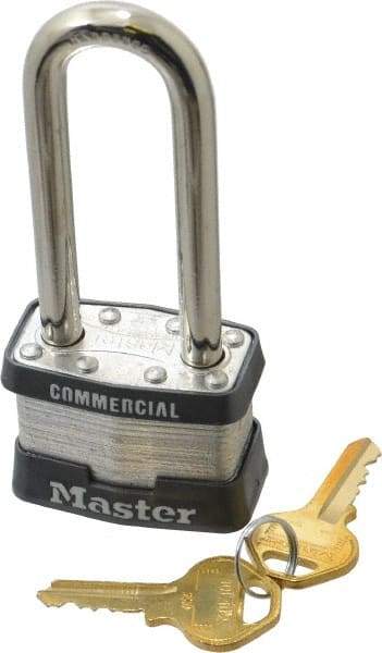 Master Lock - 2-1/2" Shackle Clearance, Keyed Alike Maximum Security Padlock - 5/16" Shackle Diam, Laminated Steel - A1 Tooling