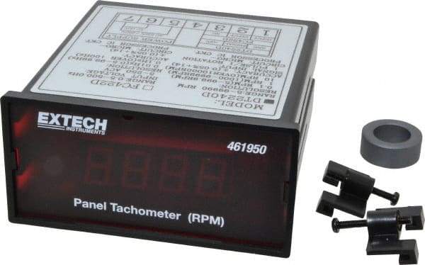 Extech - Accurate up to 0.05%, 0.1 and 0.1 (5 to 1,000) and 1 (1,000 to 9,999) and 10 (10,000 to 99,990) RPM Resolution, Noncontact Tachometer - 4.8819 Inch Long x 2 Inch Wide x 1.2992 Inch Meter Thick, 5 to 99,990 RPM Measurement - A1 Tooling