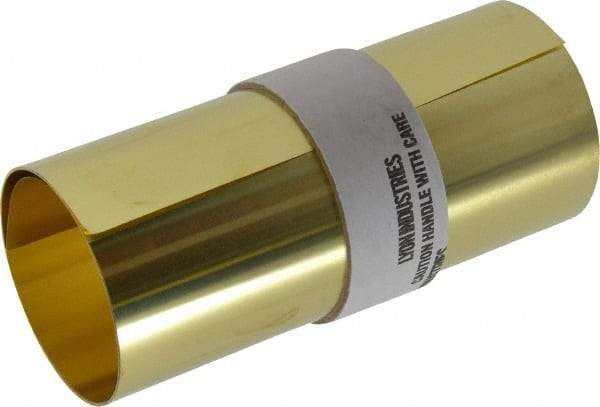 Made in USA - 100 Inch Long x 6 Inch Wide x 0.002 Inch Thick, Roll Shim Stock - Brass - A1 Tooling