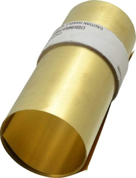 Made in USA - 100 Inch Long x 6 Inch Wide x 0.004 Inch Thick, Roll Shim Stock - Brass - A1 Tooling