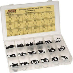 Made in USA - 310 Piece, M6 to M25, Steel, Snap External Retaining Ring Assortment - Includes Compartmented Case, Specification Labels - A1 Tooling