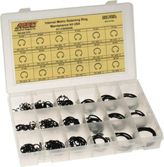 Made in USA - 174 Piece, M10 to M40, Steel, Snap Internal Retaining Ring Assortment - Includes Compartmented Case, Specification Labels - A1 Tooling