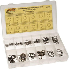 Value Collection - 315 Piece, 1/4 to 1-1/4", Stainless Steel, Snap External Retaining Ring Assortment - Includes Compartmented Case, Specification Labels - A1 Tooling