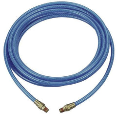 Coilhose Pneumatics - 1/4" ID, 1/4 Thread, 100' Long, Transparent Blue Polyurethane Coiled & Self Storing Hose - 200 Max psi, Male Rigid x Male Rigid - A1 Tooling