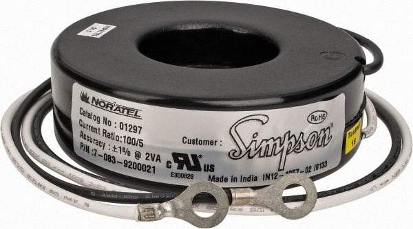 Simpson Electric - 2 VA Burden, 100 Amp AC Input, 5 Amp AC Output, 50 to 400 Hz, Panel Meter Donut Current Transformer - Screw Terminal, For Use with AC Ammeter - A1 Tooling