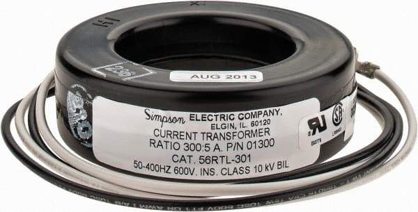 Simpson Electric - 2 VA Burden, 300 Amp AC Input, 5 Amp AC Output, 50 to 400 Hz, Panel Meter Donut Current Transformer - Screw Terminal, For Use with AC Ammeter - A1 Tooling