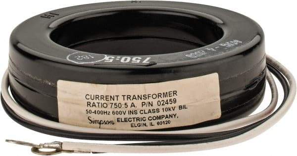 Simpson Electric - 2 VA Burden, 750 Amp AC Input, 5 Amp AC Output, 50 to 400 Hz, Panel Meter Donut Current Transformer - Screw Terminal, For Use with AC Ammeter - A1 Tooling