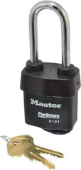 Master Lock - 2-1/2" Shackle Clearance, Keyed Alike Pro Series Solid Steel Padlock - 5/16" Shackle Diam, Laminated Steel - A1 Tooling