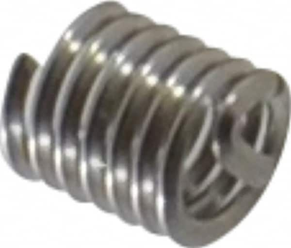 Heli-Coil - #6-32 UNC, 0.276" OAL, Free Running Helical Insert - 6-7/8 Free Coils, Tanged, 304 Stainless Steel, Bright Finish, 2D Insert Length - Exact Industrial Supply