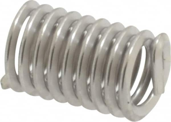 Heli-Coil - #10-24 UNC, 0.475" OAL, Free Running Helical Insert - 9-1/4 Free Coils, Tanged, 304 Stainless Steel, Bright Finish, 2-1/2D Insert Length - A1 Tooling