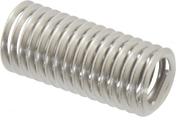 Heli-Coil - 3/8-16 UNC, 1-1/8" OAL, Free Running Helical Insert - 15-3/4 Free Coils, Tanged, 304 Stainless Steel, Bright Finish, 3D Insert Length - A1 Tooling