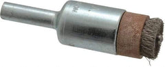 Anderson - 1/2" Brush Diam, Crimped, End Brush - 1/4" Diam Shank, 1/8" Pilot Diam, 20,000 Max RPM - A1 Tooling