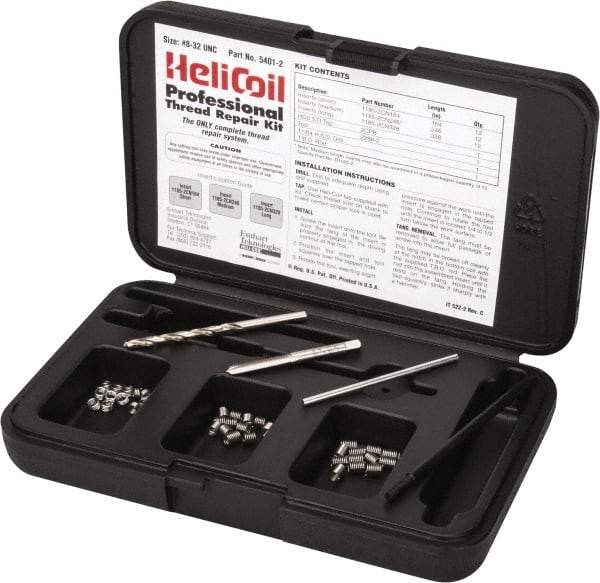 Heli-Coil - 36 Inserts, #8-32 UNC, Thread Repair Kit - 0.246" Insert Length - Exact Industrial Supply