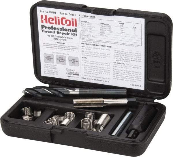 Heli-Coil - 18 Inserts, 1/2-20 UNF, Thread Repair Kit - 0.75" Insert Length - Exact Industrial Supply