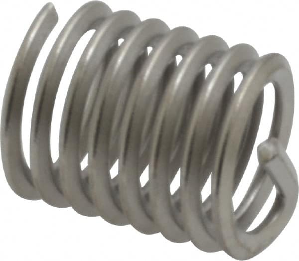 Heli-Coil - 7/16-14 UNC, 0.656" OAL, Free Running Helical Insert - 7-3/8 Free Coils, Tanged, Stainless Steel, Bright Finish, 1-1/2D Insert Length - Exact Industrial Supply