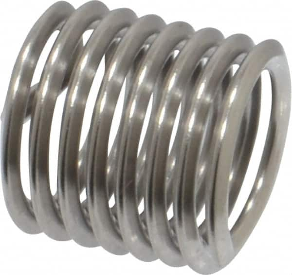 Heli-Coil - M8x1.25 Metric Coarse, 12mm OAL, Free Running Helical Insert - 7-3/8 Free Coils, Tanged, Stainless Steel, Bright Finish, 1-1/2D Insert Length - A1 Tooling