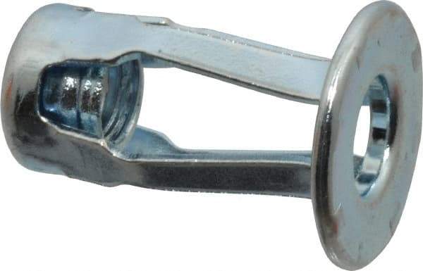 RivetKing - 1/4-20 UNC Thread, Clear Zinc Plated, Steel, Screwdriver Installed Rivet Nut - 1/4 to 0.35" Grip, 5/8" Flange Diam, 29/32" Long - A1 Tooling