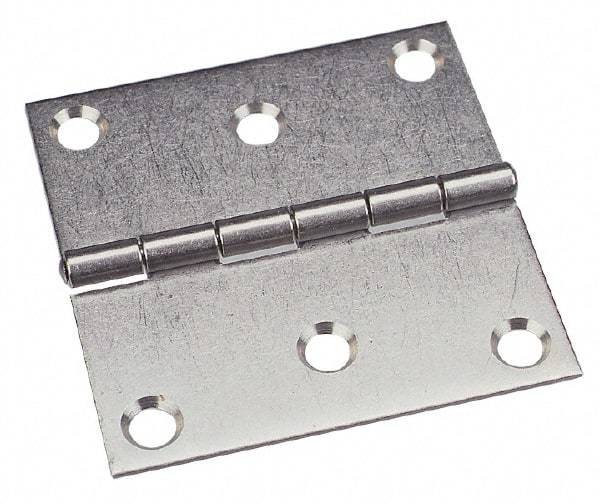 Made in USA - 3" Long x 3" Wide x 0.093" Thick, 302/304 Stainless Steel Commercial Hinge - 6 Holes, 0.25" Pin Diam - A1 Tooling