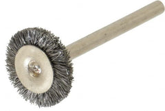 Osborn - 5/8" OD, 1/8" Shank Diam, Crimped Steel Wheel Brush - 0.005" Filament Diam, 25,000 RPM - A1 Tooling