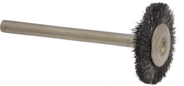 Osborn - 3/4" OD, 1/8" Shank Diam, Crimped Steel Wheel Brush - 0.003" Filament Diam, 25,000 RPM - A1 Tooling