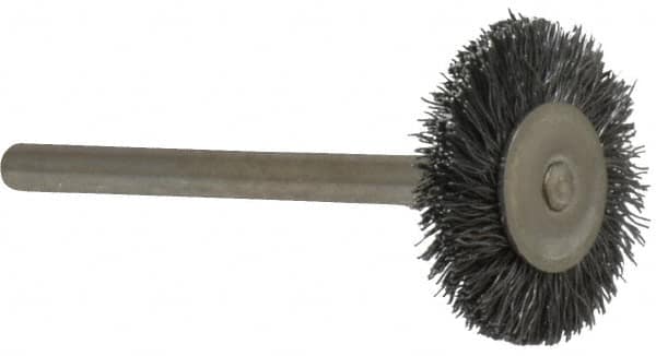 Osborn - 3/4" OD, 1/8" Shank Diam, Crimped Steel Wheel Brush - 0.005" Filament Diam, 25,000 RPM - A1 Tooling