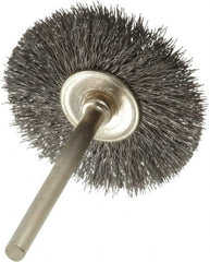 Osborn - 1-1/4" OD, 1/8" Shank Diam, Crimped Steel Wheel Brush - 0.005" Filament Diam, 25,000 RPM - A1 Tooling