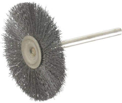 Osborn - 1-1/2" OD, 1/8" Shank Diam, Crimped Steel Wheel Brush - 0.005" Filament Diam, 25,000 RPM - A1 Tooling