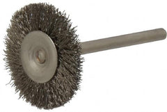 Osborn - 1" OD, 1/8" Shank Diam, Crimped Stainless Steel Wheel Brush - 0.005" Filament Diam, 25,000 RPM - A1 Tooling