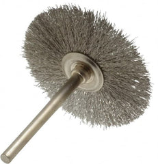 Osborn - 1-1/2" OD, 1/8" Shank Diam, Crimped Stainless Steel Wheel Brush - 0.005" Filament Diam, 25,000 RPM - A1 Tooling