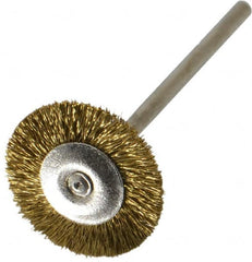 Osborn - 3/4" OD, 3/32" Shank Diam, Crimped Brass Wheel Brush - 0.005" Filament Diam, 25,000 RPM - A1 Tooling