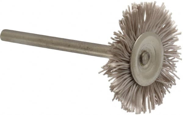 Osborn - 1" OD, 1/8" Shank Diam, Nylon Wheel Brush - 3/32" Face Width, 6,000 RPM - A1 Tooling