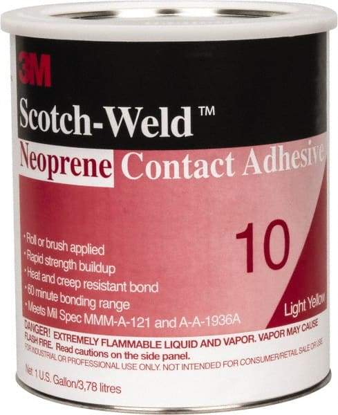 3M - 1 Gal Can Amber Contact Adhesive - Series 10, 30 min Working Time, Bonds to Cardboard, Ceramic, Foam, Glass, Metal, Paper & Wood - A1 Tooling