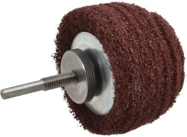 Superior Abrasives - 3" Diam x 2" Thick, Mounted Polishing Wheel - Medium Grade, 1/4" Shank Diam - A1 Tooling