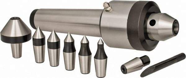 Interstate - 7 Point, 200 Lb Max Workpiece, 7-3/4" OAL, 1-29/32" Head Diam, Tool Steel, Live Center & Point Set - 4MT Taper, Interchangeable - A1 Tooling