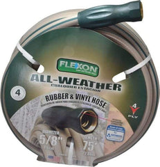 Made in USA - 75' Long All Weather Hose - 5/8" Diam, 3/4" GHT, Rubber/Vinyl, 300 psi, All Season, Green - A1 Tooling