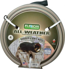 Made in USA - 100' Long All Weather Hose - 5/8" Diam, 3/4" GHT, Rubber/Vinyl, 300 psi, All Season, Green - A1 Tooling