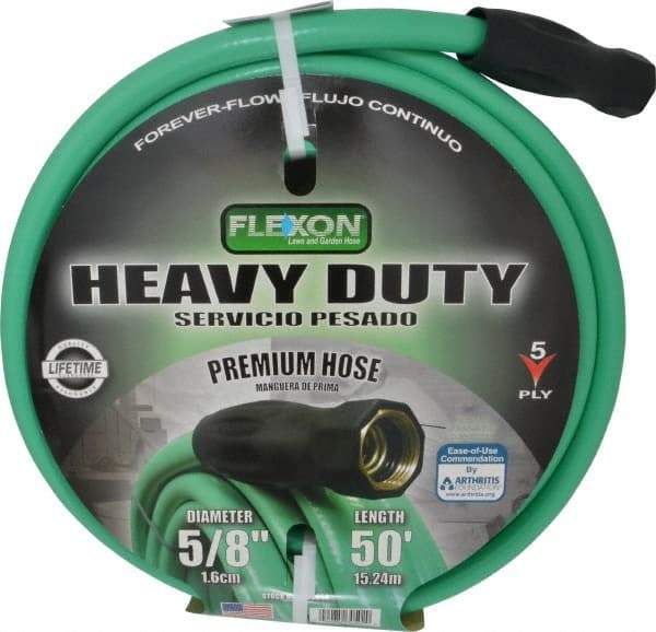 Made in USA - 50' Long Forever Hose - 5/8" Diam, 3/4" GHT, Rubber/Vinyl, 340 psi, All Season, Green - A1 Tooling