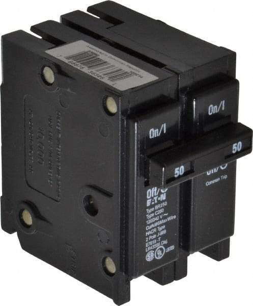 Eaton Cutler-Hammer - 50 Amp, 120/240 VAC, 2 Pole, Plug In Type BR Circuit Breaker - Thermal Magnetic Trip, 10 kA Breaking Capacity, 14-4 AWG - A1 Tooling